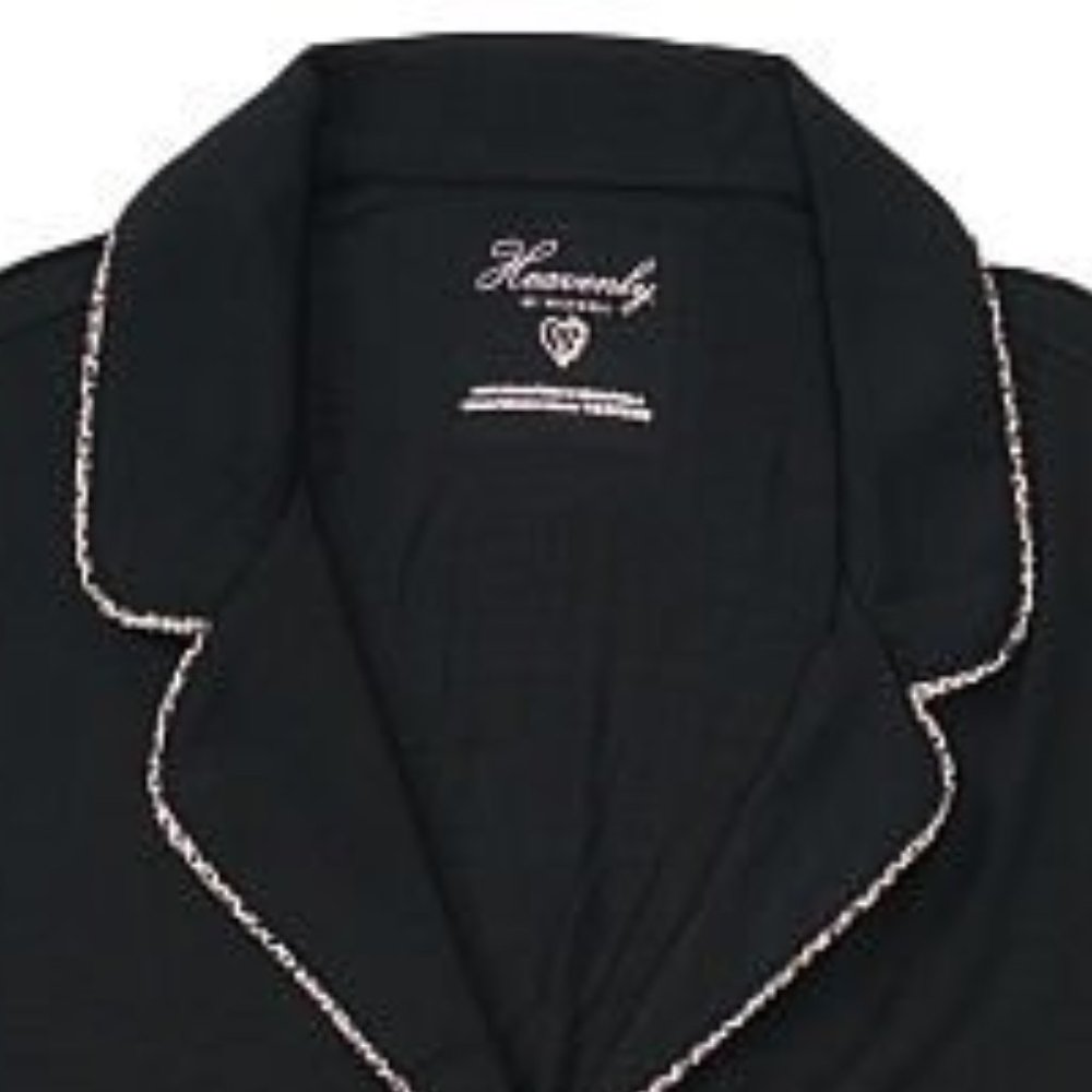 L VS Short PJ Set Black with Leopard Piping Heavenly Modal Softest PJs NWT - Picture 4 of 11